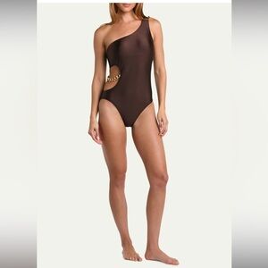 L'agence Ava Brown Small One piece Bathing suit bodysuit nwt